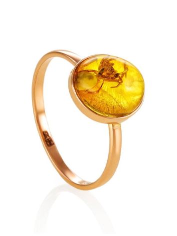 Unique Amber Ring In Gold With Inclusion The Clio, Ring Size: 6.5 / 17, image 