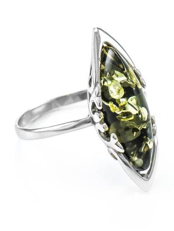 Sterling Silver Ring With Green Amber The Ballade, Ring Size: 6 / 16.5, image 