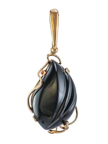 Black Synthetic Onyx Pendant In Gold The Serenade, image 