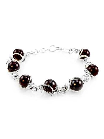 Cherry Amber Link Bracelet In Sterling Silver The Flamenco, image 