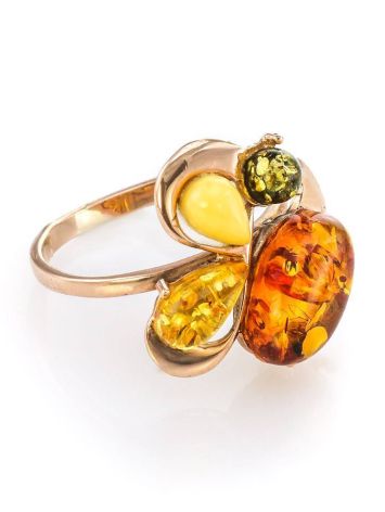 Multicolor Amber Ring In Gold The Symphony, Ring Size: 7 / 17.5, image 
