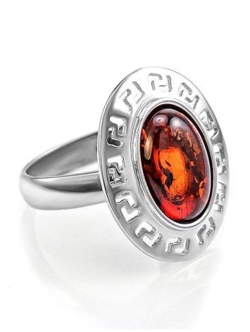 Adjustable Silver Ring With Cherry Amber The Ellas, Ring Size: Adjustable, image 