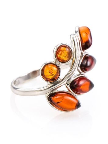 Cognac Amber Ring In Sterling Silver The Verbena, Ring Size: 9.5 / 19.5, image 