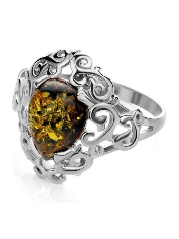 Romantic Glamour Amber Ring In Sterling Silver The Luxor, Ring Size: 5.5 / 16, image , picture 3