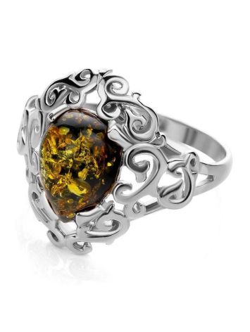 Romantic Glamour Amber Ring In Sterling Silver The Luxor, Ring Size: 6.5 / 17, image , picture 3