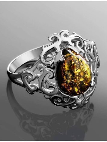 Romantic Glamour Amber Ring In Sterling Silver The Luxor, Ring Size: 6.5 / 17, image , picture 2
