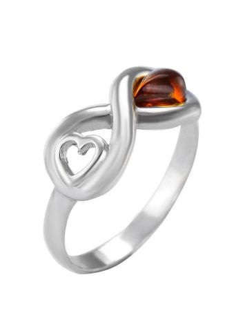 Sterling Silver Ring With Cognac Amber The Amour, Ring Size: 9 / 19, image 