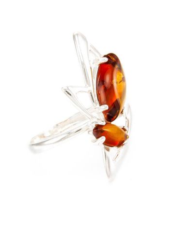 Bold Cocktail Ring With Cognac Amber The Pegasus, Ring Size: 9.5 / 19.5, image 