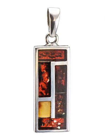 Geometric Amber Pendant In Sterling Silver The London, image 