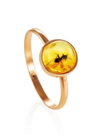 Round Amber Golden Ring With Inclusion The Clio, Ring Size: 7 / 17.5, image 