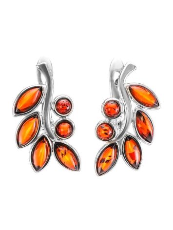 Sterling Silver Earrings With Cherry Amber The Verbena, image 