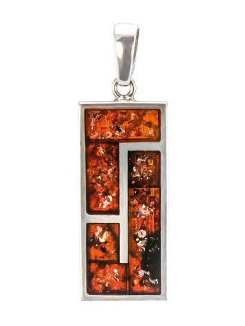 Geometric Amber Pendant In Sterling Silver The London, image 