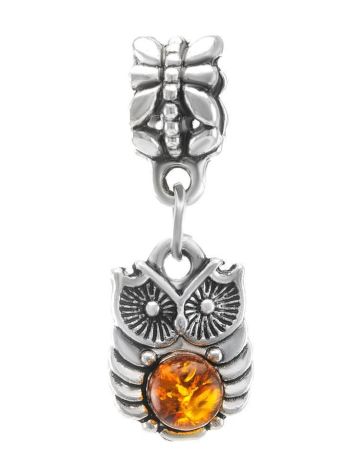 Metal Charm With Cognac Amber The Owl, image 