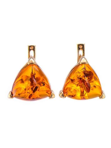 Gold-Plated Earrings With Cognac Amber The Etude, image 