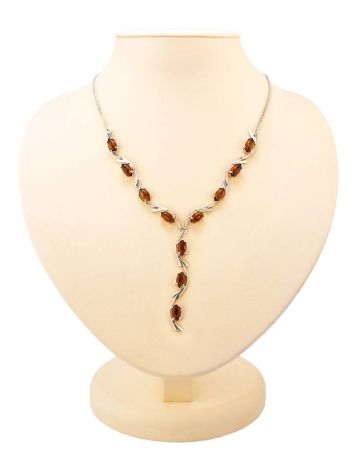 Cognac Amber Necklace In Sterling Silver The Verbena, image 