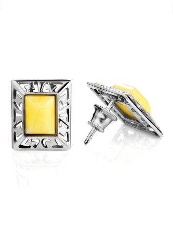 Honey Amber Stud Earrings In Sterling Silver The Ithaca, image 