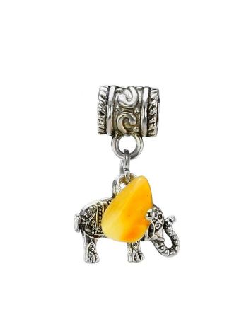 Metal Charm With Honey Amber The Elephant, image 