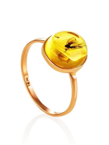 Delicate Amber Ring In Gold With Inclusion The Clio, Ring Size: 6.5 / 17, image 