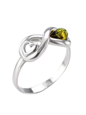 Sterling Silver Ring With Green Amber The Amour, Ring Size: 5.5 / 16, image 