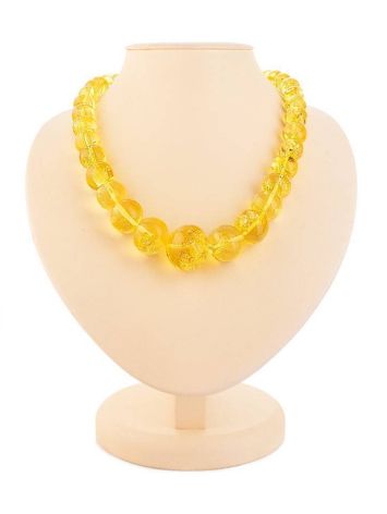 Lemon Amber Ball Beaded Necklace, image 