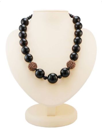 Dark Cherry Amber Ball Beaded Necklace The Ariadna, image 