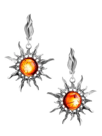 Drop Amber Earrings In Sterling Silver The Helios, image 