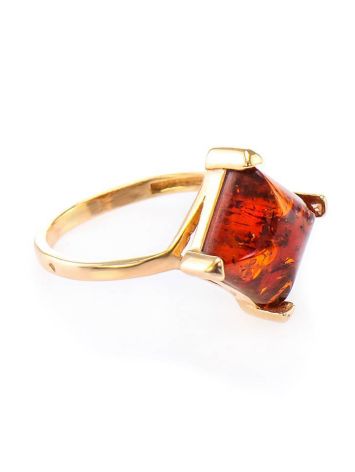 Gold-Plated Ring With Square Amber The Athena, Ring Size: 13 / 22, image 