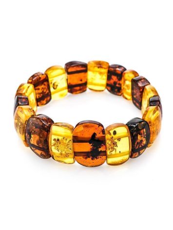 Two Toned Amber Flat Beaded Stretch Bracelet, image 