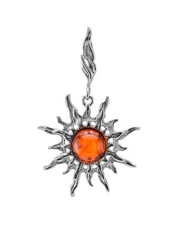 Sun Shaped Amber Pendant In Sterling Silver The Helios, image 