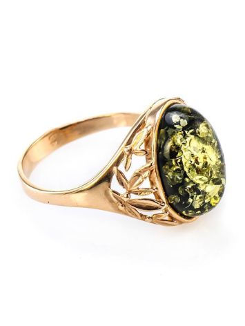 Golden Ring With Green Amber The Carmen, Ring Size: 8.5 / 18.5, image 