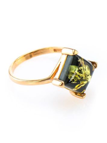 Square Amber Ring In Gold-Plated Silver The Athena, Ring Size: 12 / 21.5, image 