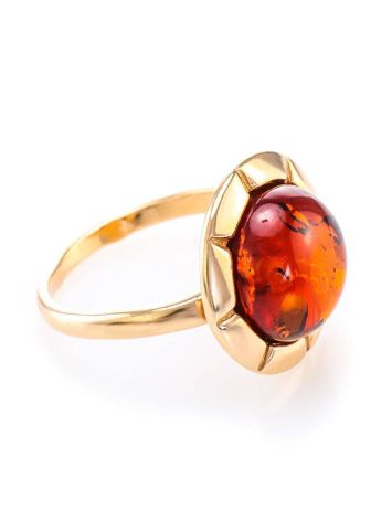 Gold-Plated Silver Ring With Cognac Amber The Zephyr, Ring Size: 13 / 22, image 