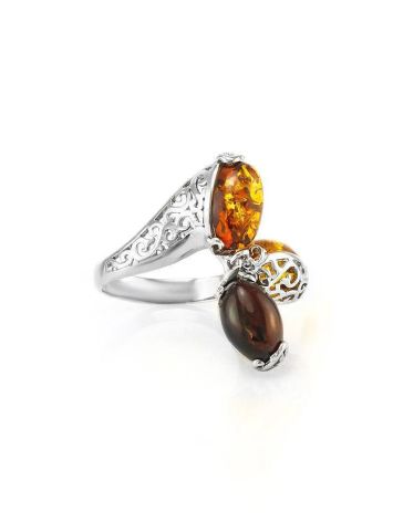 Multicolor Amber Ring In Sterling Silver The Casablanca, Ring Size: 11 / 20.5, image 