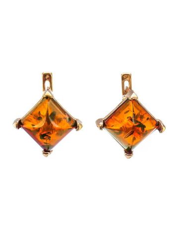 Gold-Plated Earrings With Square Amber The Athena, image 