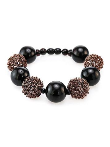 Designer Amber And Metal Beaded Bracelet The Ariadna, image 