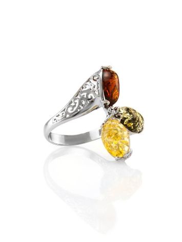 Trilogy Amber Ring In Sterling Silver The Casablanca, Ring Size: 6 / 16.5, image 
