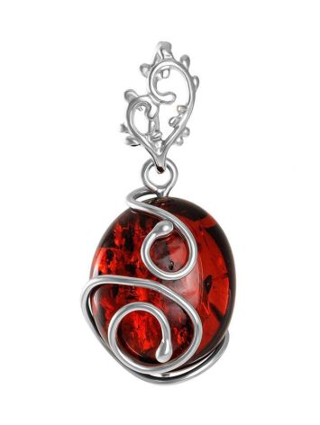 Oval Cherry Amber Pendant In Streling Silver The Toscana, image 