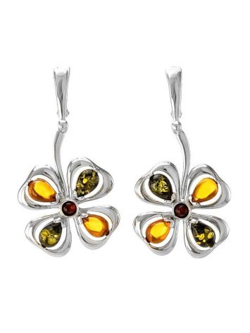 Multicolor Amber Earrings In Sterling Silver The Shamrock, image 