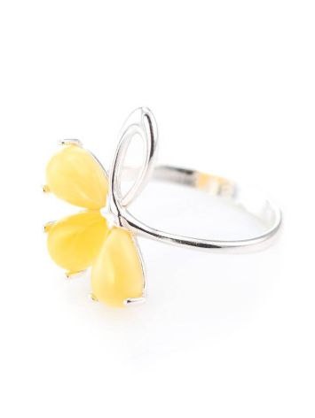 Refined Amber Ring In Sterling Silver The Dandelion, Ring Size: 6 / 16.5, image , picture 3