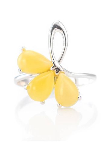 Refined Amber Ring In Sterling Silver The Dandelion, Ring Size: 6 / 16.5, image , picture 2