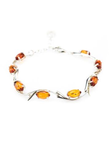 Cognac Amber Bracelet In Sterling Silver The Verbena, image 