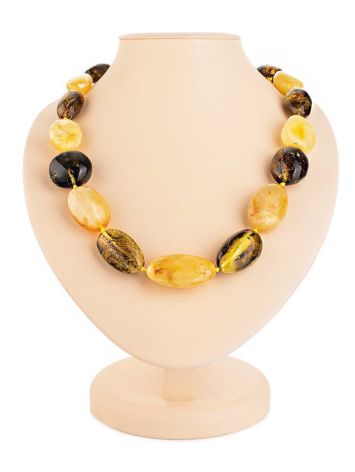 Bold Multicolor Amber Beaded Necklace, image 