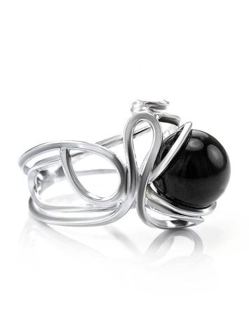 Adjustable Amber Ring In Sterling Silver The Flamenco, Ring Size: Adjustable, image 