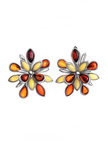Floral Amber Earrings In Sterling Silver The Dahlia, image 