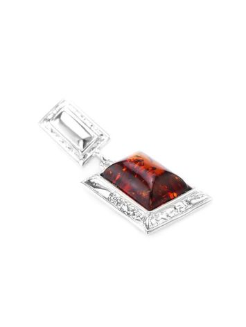 Geometric Silver Pendant With Bright Cherry Amber The Hermitage, image 