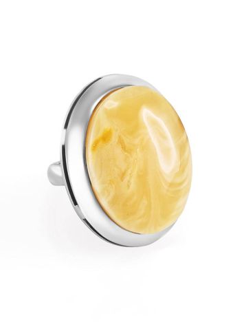 Opulent Silver Ring With Honey Amber The Glow, Ring Size: Adjustable, image 