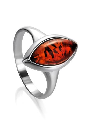 Refined Cognac Amber Ring In Sterling Silver The Amaranth, Ring Size: 11.5 / 21, image 