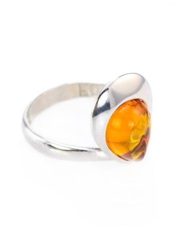 Bright Cognac Amber Ring In Sterling Silver The Orion, Ring Size: 6 / 16.5, image 