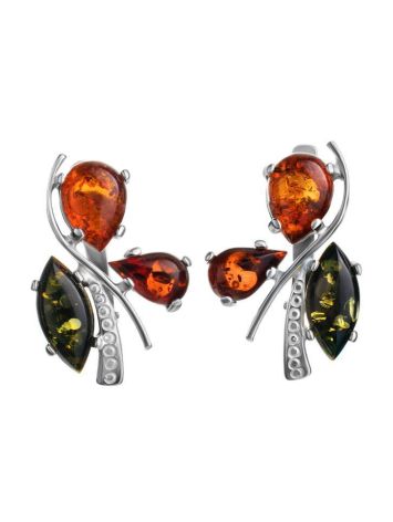 Multicolor Amber Earrings In Sterling Silver The Verbena, image 