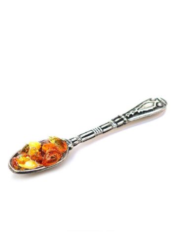 Sterling Silver Souvenir Spoon With Cognac Amber, image 